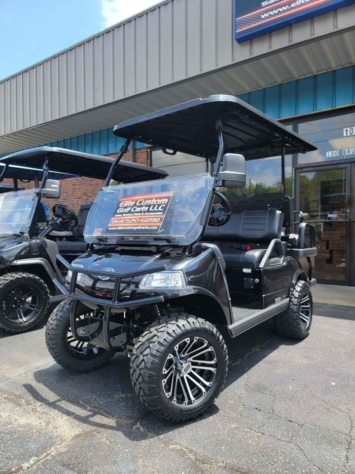 EVOLUTION EV GOLF CART ALL TERRAIN 12" LANCER MACHINED / BLACK WHEELS ON 20" STINGER TIRES (SET OF 4) optional Lugs
