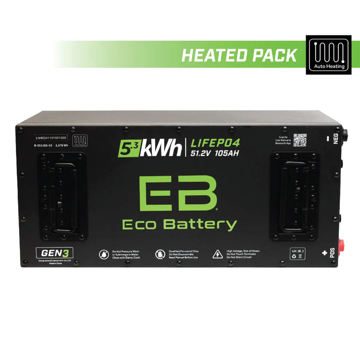 Eco Battery 51V 105AH Skinny LiFePO4 Battery / Heated