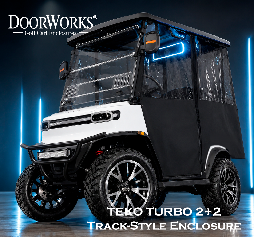 Teko Turbo 4 Passenger DoorWorks Golf Cart Enclosure Sunbrella With Tracks