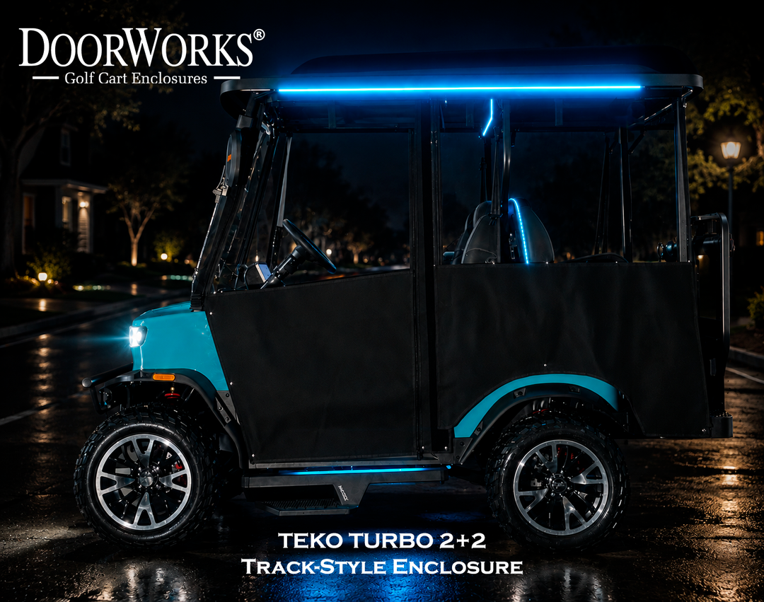 Teko Turbo 4 Passenger DoorWorks Golf Cart Enclosure Sunbrella With Tracks