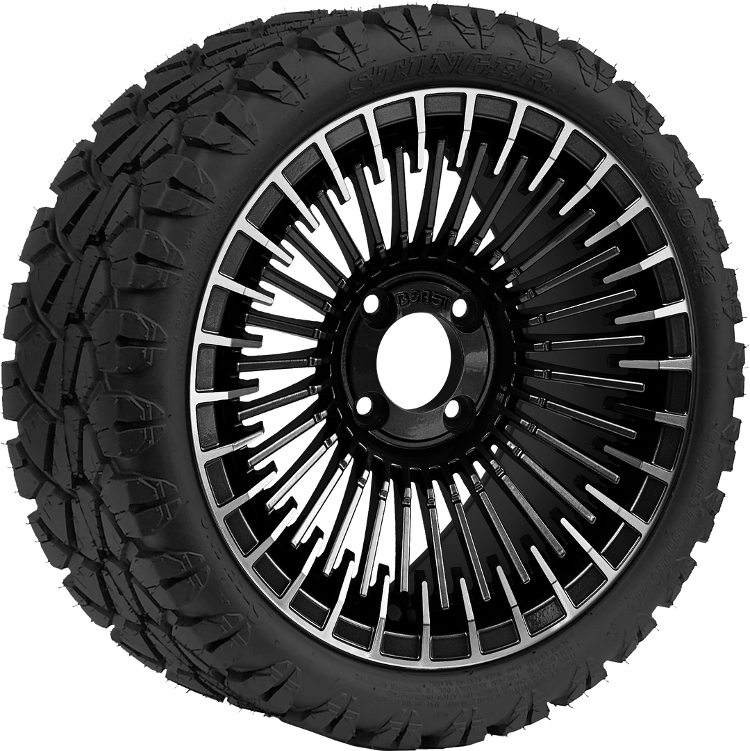 14″ Piranha Machined &amp; Black Wheel – Aluminum Alloy / STEELENG BEAST WHEELS