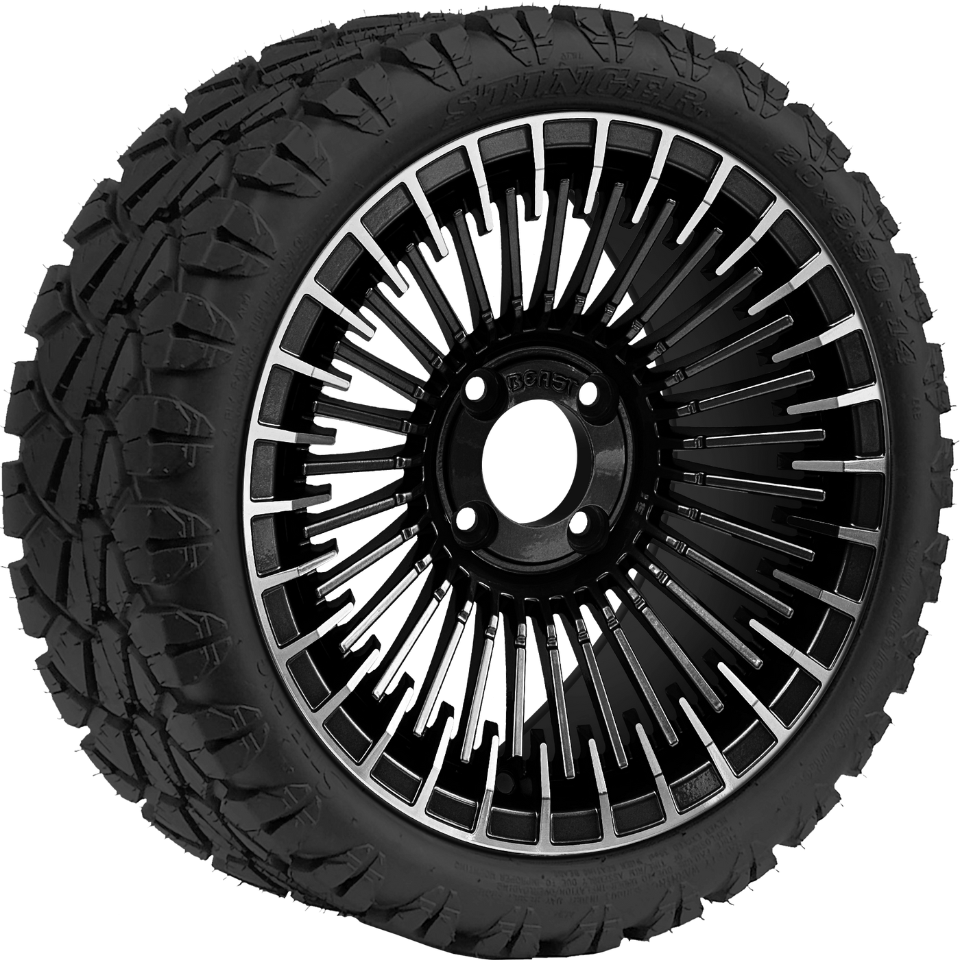 14″ Piranha Machined & Black Wheel – Aluminum Alloy / STEELENG BEAST WHEELS