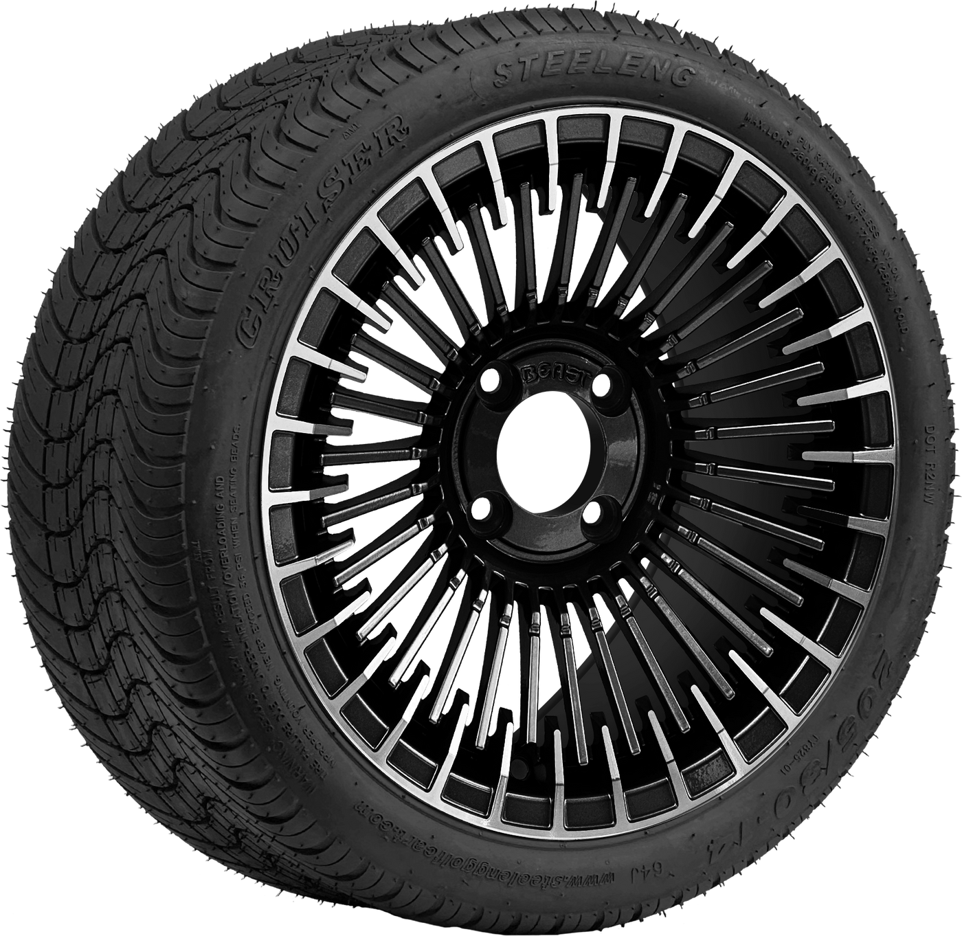 14″ Piranha Machined & Black Wheel – Aluminum Alloy / STEELENG BEAST WHEELS