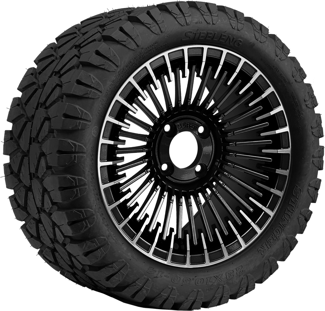 14″ Piranha Machined &amp; Black Wheel – Aluminum Alloy / STEELENG BEAST WHEELS
