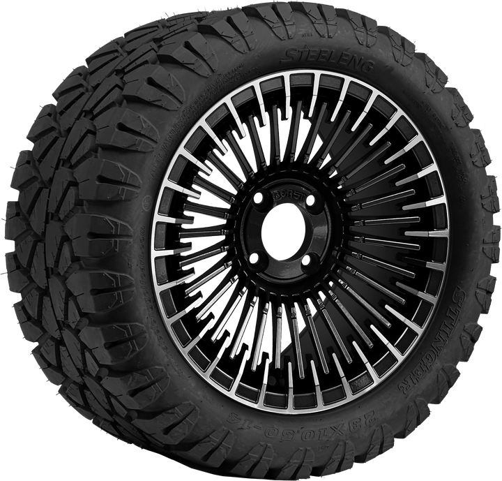 14″ Piranha Machined &amp; Black Wheel – Aluminum Alloy / STEELENG BEAST WHEELS