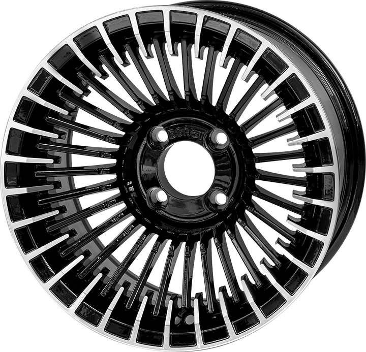 14″ Piranha Machined &amp; Black Wheel – Aluminum Alloy / STEELENG BEAST WHEELS