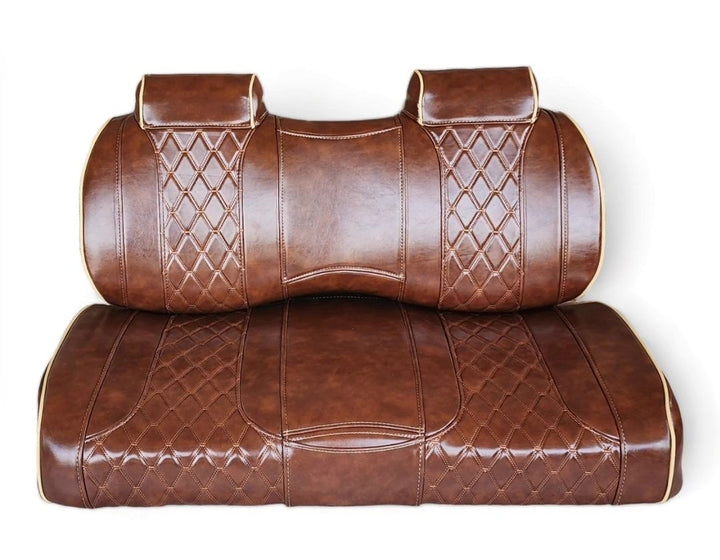 Denali Diamond Stich Seats Brown with Tan Pipe Golf Cart Seats (4 Piece Cushion Set)