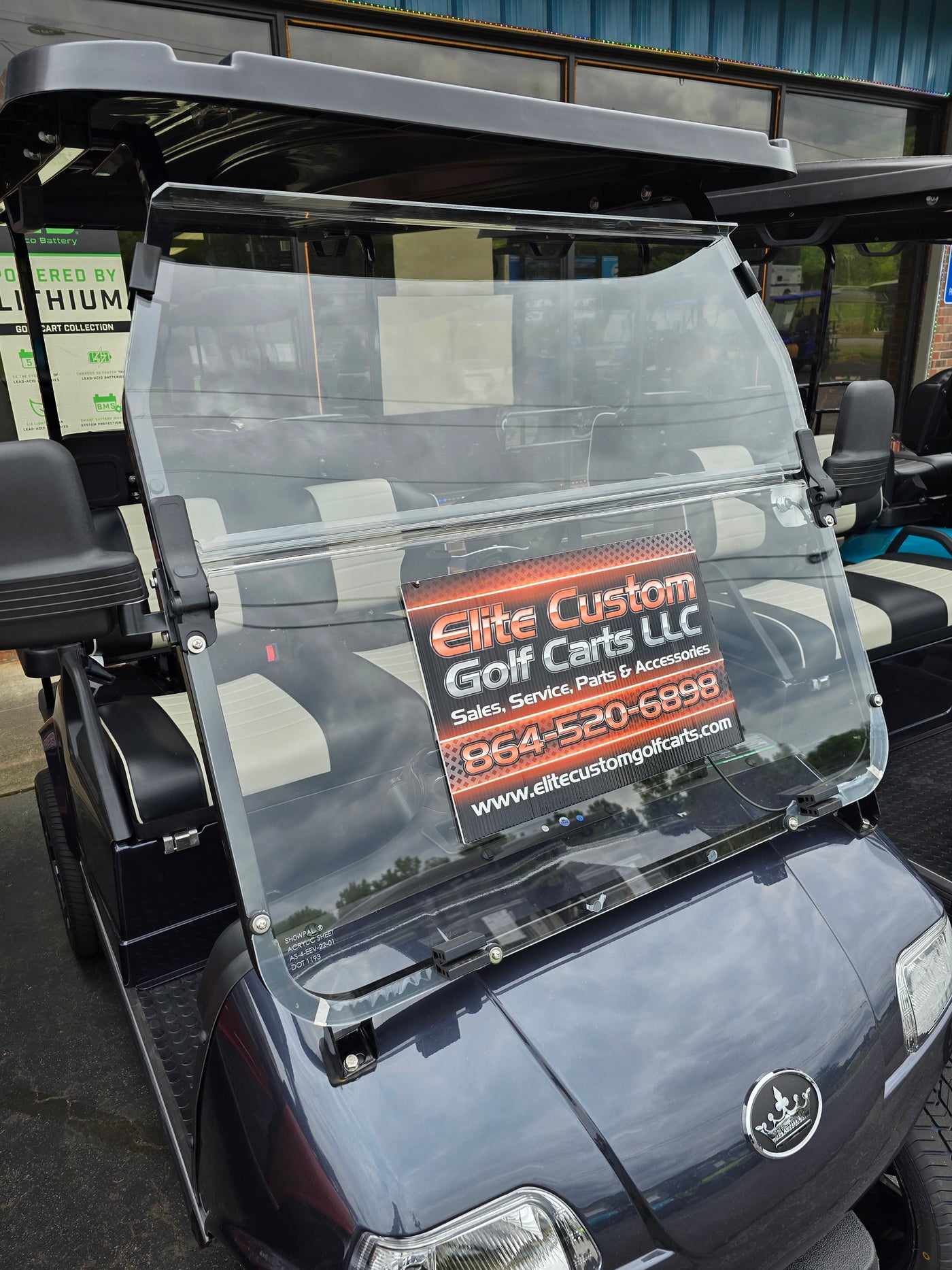 Evolution Golf Cart Clear DOT Windshield (NEW 2024 STYLE) Fits Classic Plus, Classic Pro, Forester Plus and Carrier Plus Models