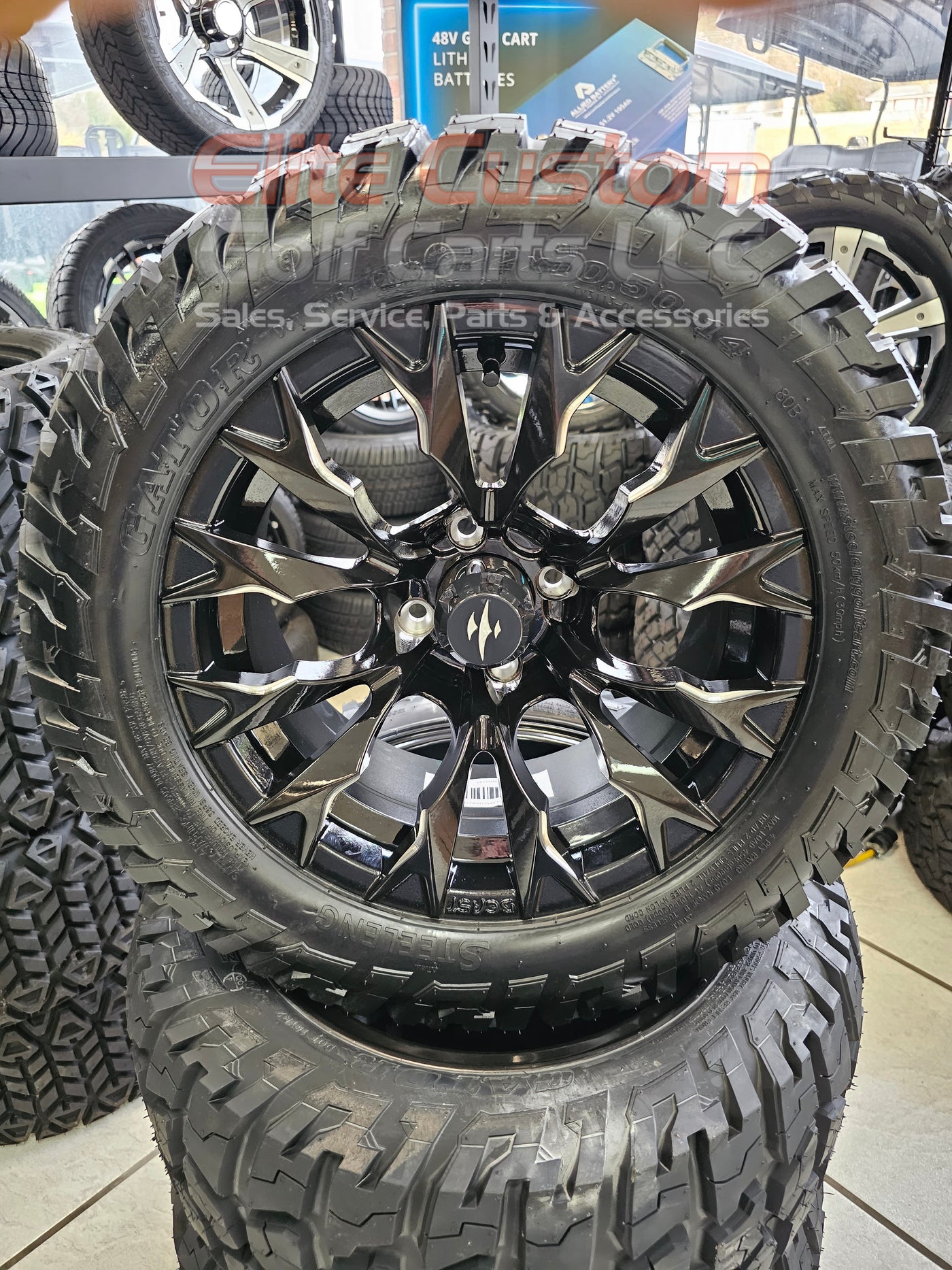 14″ Goblin Black Milled Wheel – Aluminum Alloy / STEELENG BEAST 22″x10.5″-14″ GATOR All Terrain DOT Approved