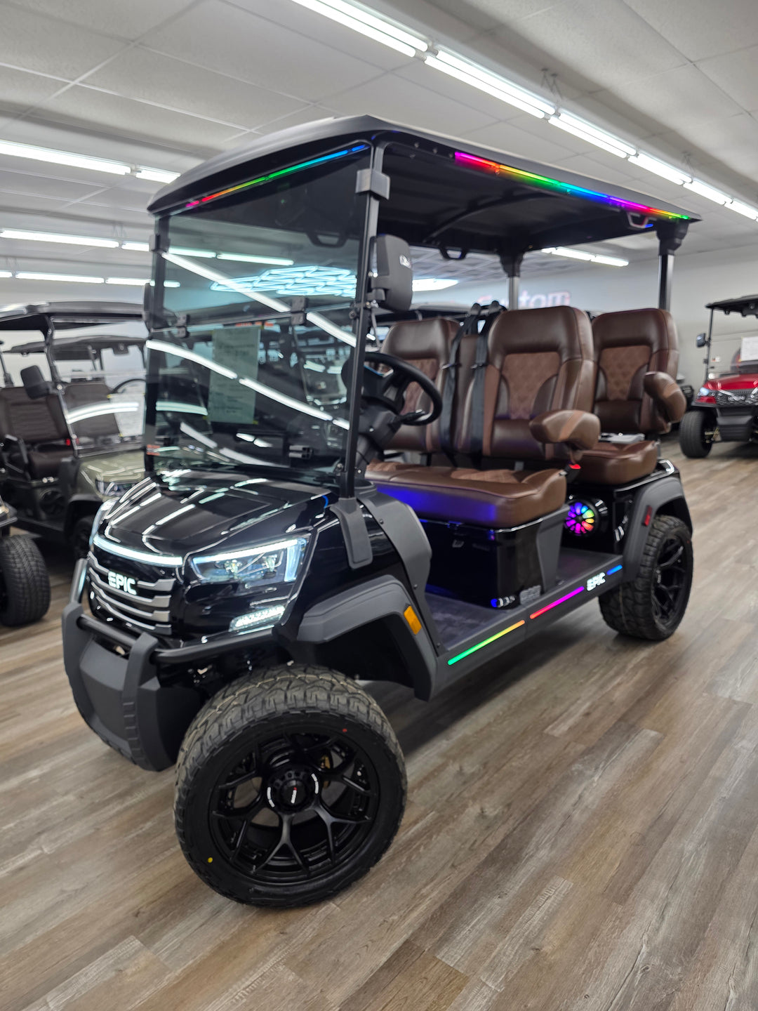 Epic Golf Cart Premium Double Diamond Stich Seats with Flip Down Armrest fits Epic E20FX, E40FX, E60FX