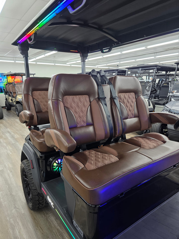 Epic Golf Cart Premium Double Diamond Stich Seats with Flip Down Armrest fits Epic E20FX, E40FX, E60FX