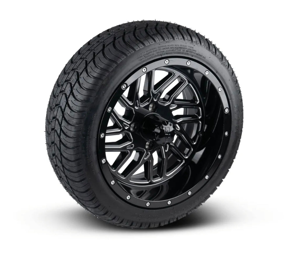 Villain Black and Milled 14" Inch Wheel on 205/40 Paramount Tire (SET OF 4)