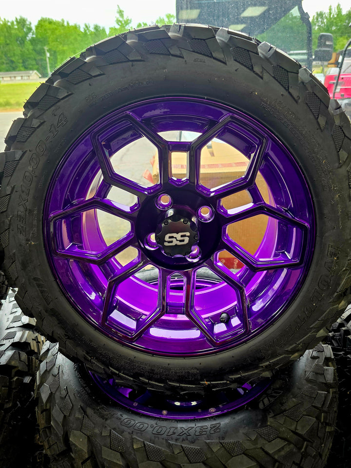 Custom Purple Golf Cart All Terrain Wheels(Set of 4)
