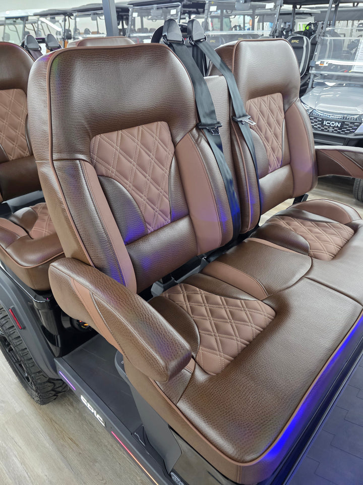 Epic Golf Cart Premium Double Diamond Stich Seats with Flip Down Armrest fits Epic E20FX, E40FX, E60FX