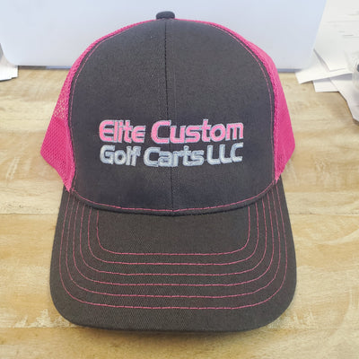 Elite Custom Golf Cart Trucker Hat Gray / Pink