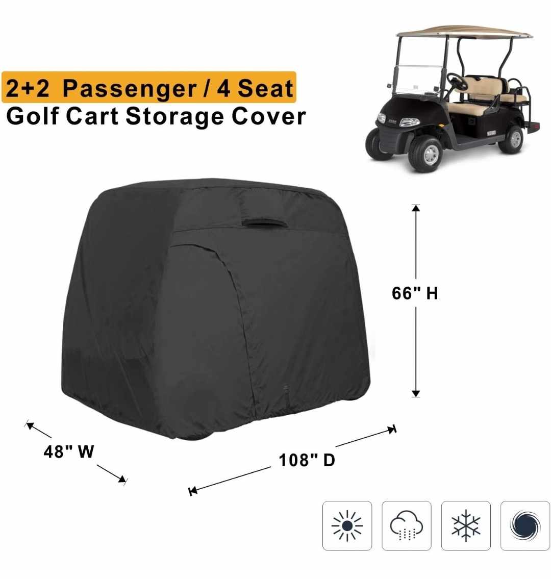 4 Passenger 600D Waterproof Golf Cart Cover Universal Fits for Most Brand 4 Passenger Golf Cart