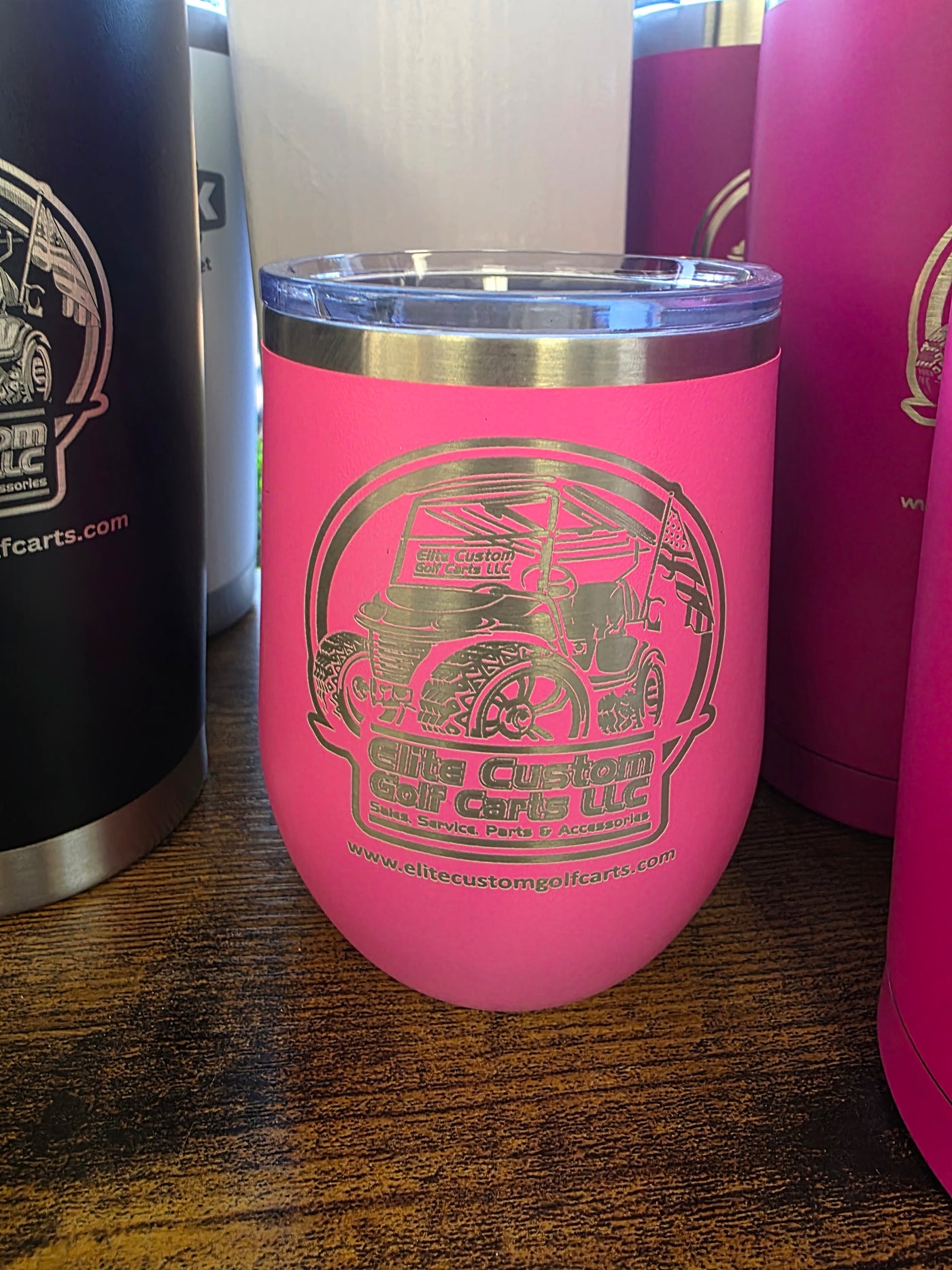 Elite Custom Golf Carts Wine Tumbler Hot Pink