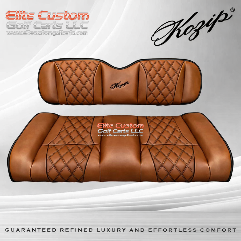 Kozip Rear Seat Cushion Set – Brown Base with Black Piping Black Cross Stitch