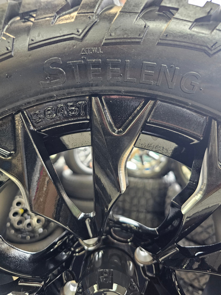 14″ Goblin Black Milled Wheel – Aluminum Alloy / STEELENG BEAST 22″x10.5″-14″ GATOR All Terrain DOT Approved