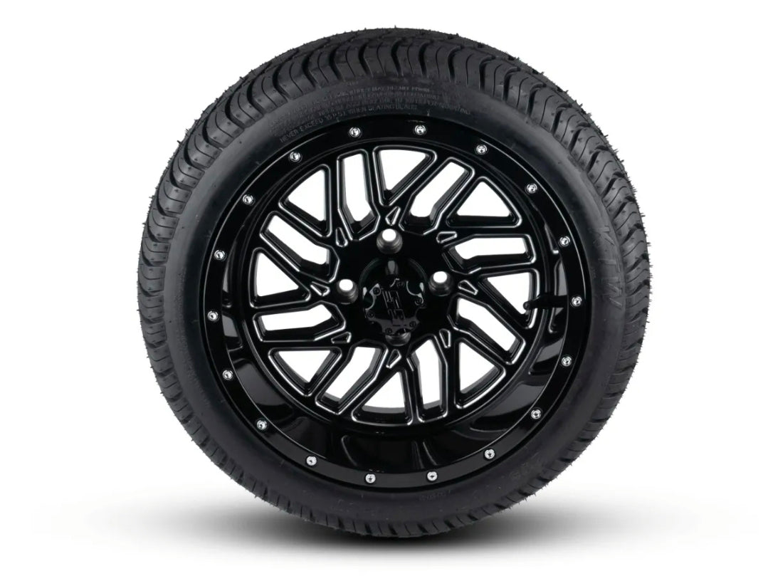 Villain Black and Milled 14" Inch Wheel on 205/40 Paramount Tire (SET OF 4)