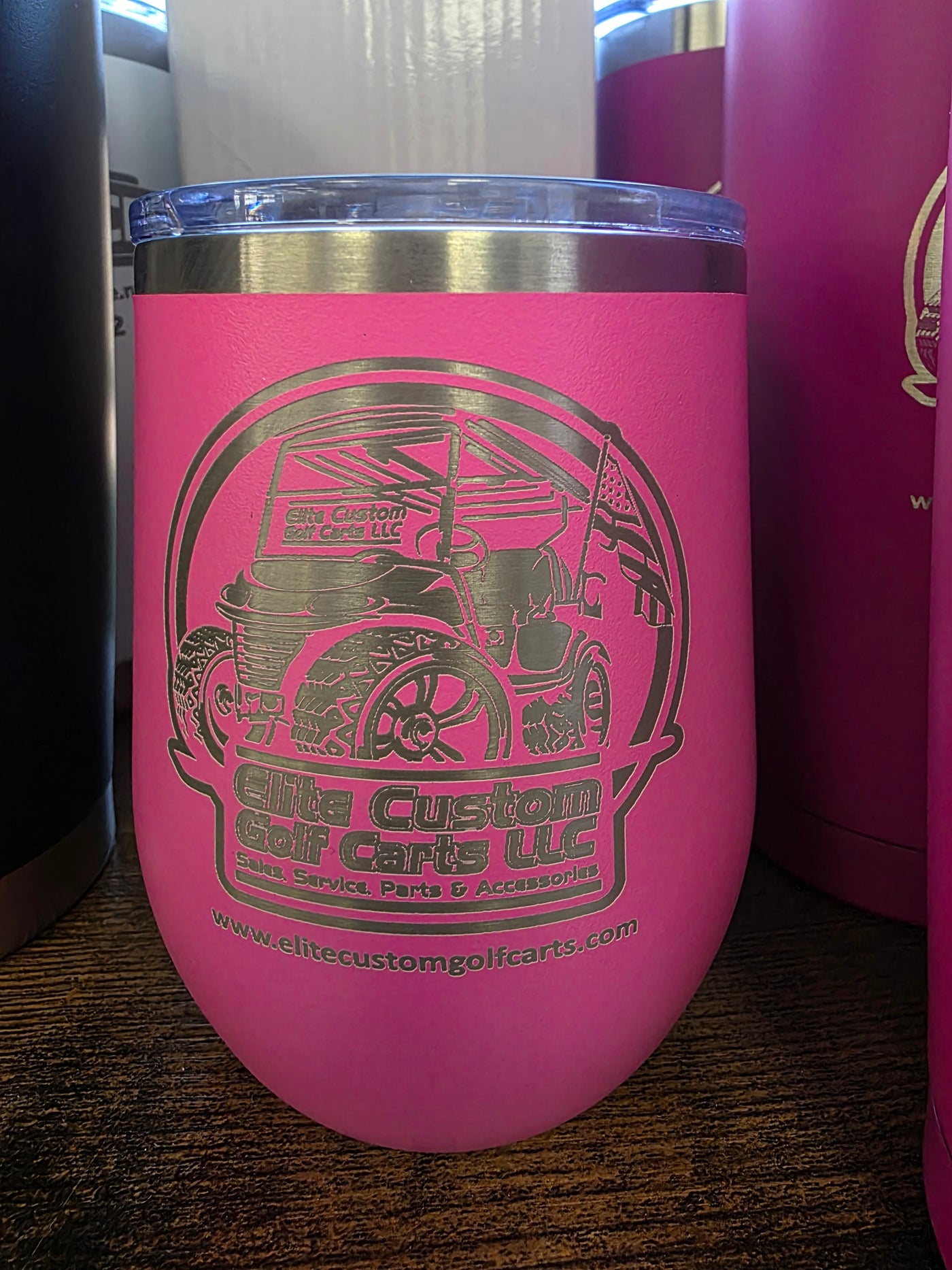 Elite Custom Golf Carts Wine Tumbler Hot Pink