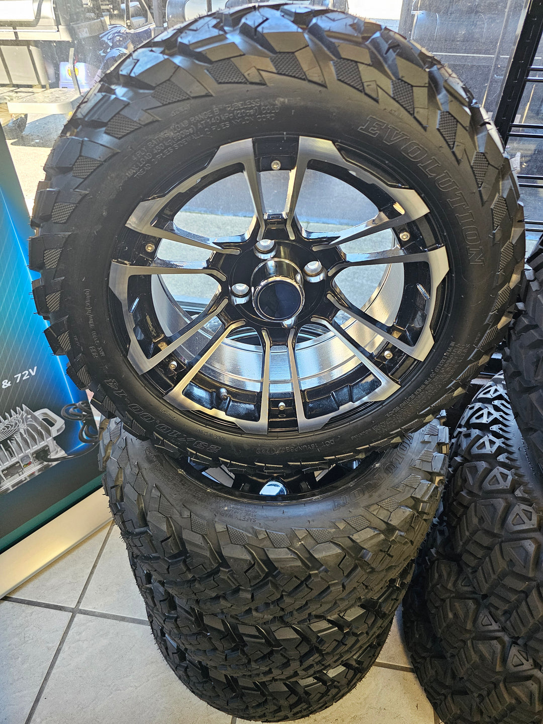 EVOLUTION FORESTER GOLF CART WHEEL ON 23x10-14 DOT TIRE (4-PLY) (2024 Style Tires)