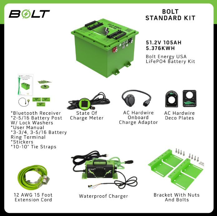 Bolt Energy 105AH 48 Volt MINI Golf Cart Lithium Battery - Standard Kit