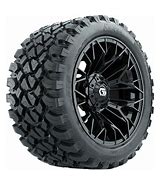 14″ GTW® Stellar Matte Black Wheels Golf Cart 14" Wheels on 14x23" Nomad All Terrain Tires (Set of 4) optional Lugs