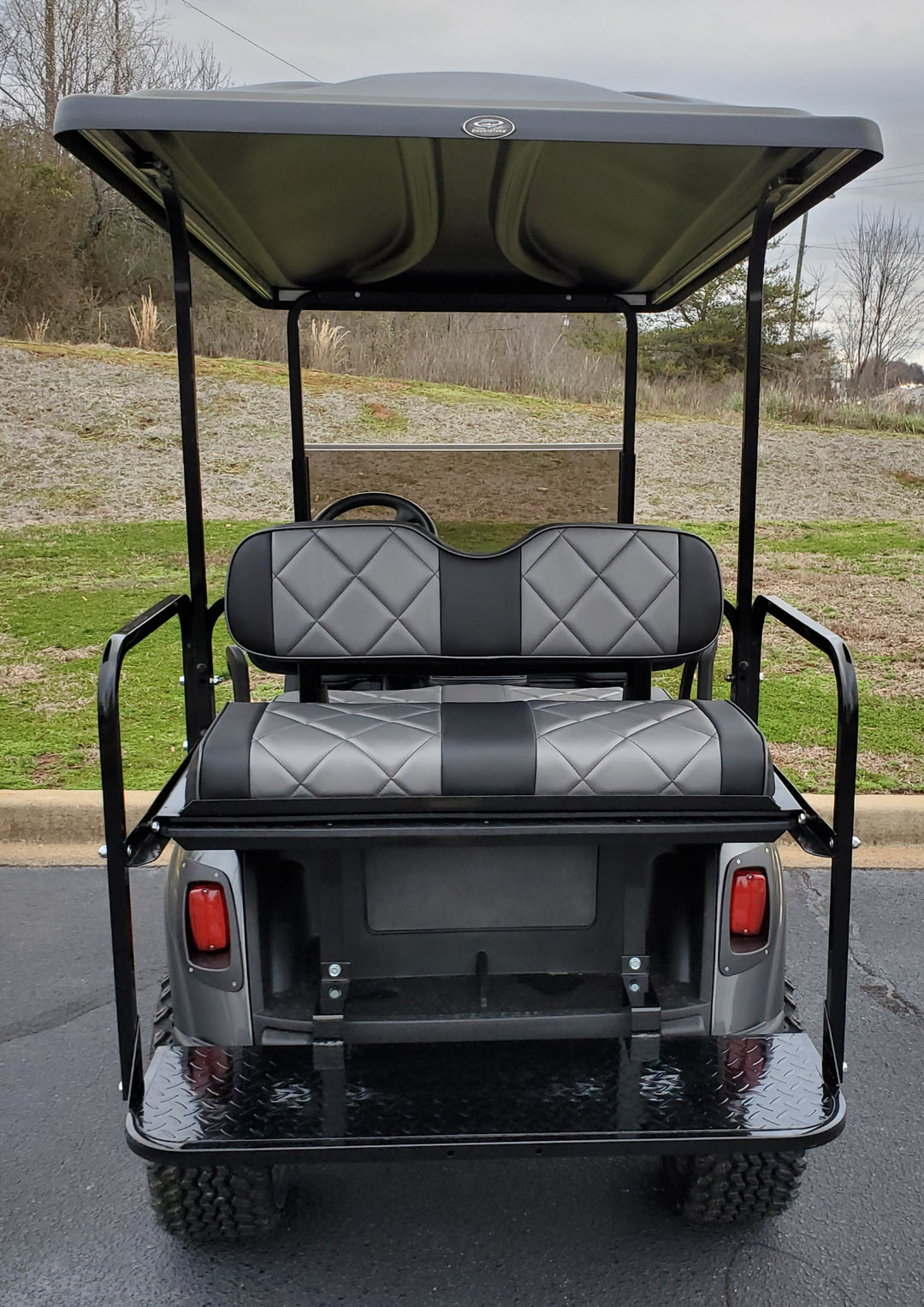 Custom Diamond Stich Charcoal Grey &amp; Black Ez-Go (Ezgo) Txt/Rxv or Club Car DS 2000-2013 Cart Front Rear Seat Covers