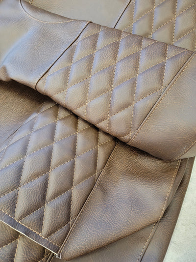 Club Car Precedent Custom Diamond Stich Brown Seat Covers Includes Both Front Rear Seat Covers