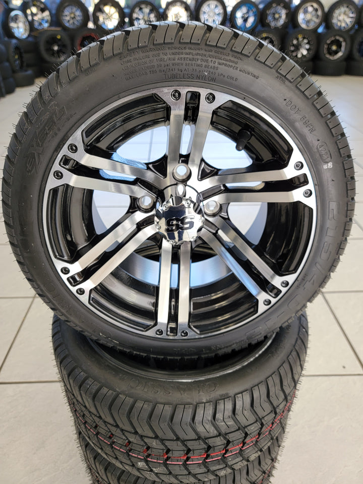 GOLF CART 12" TERMINATOR WHEELS ON l LOW PROFILE TIRES (SET OF 4) optional Lugs