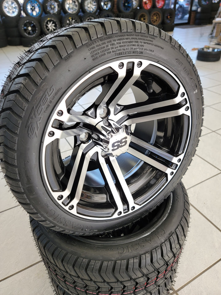 GOLF CART 12" TERMINATOR WHEELS ON l LOW PROFILE TIRES (SET OF 4) optional Lugs