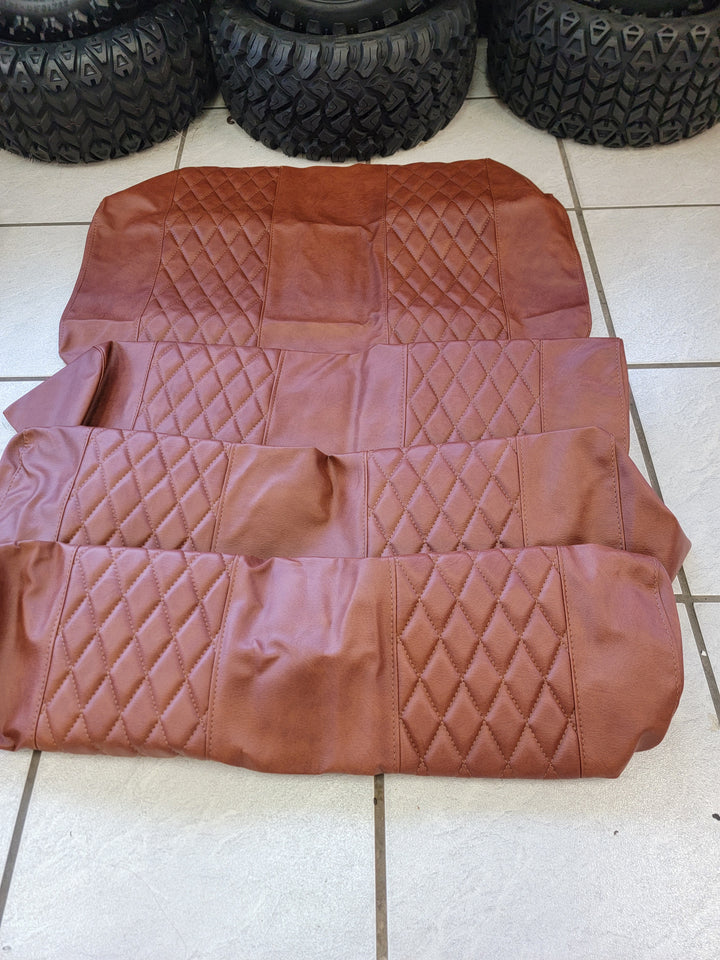 Evolution EV Golf Cart Custom Diamond Stich Seat Covers Saddle Brown fits Evolutions Classic Pro &amp; Plus, Carrier &amp; Forester Models