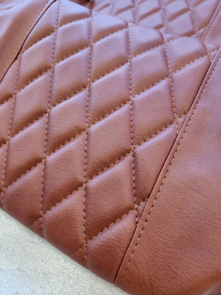 Evolution EV Golf Cart Custom Diamond Stich Seat Covers Saddle Brown fits Evolutions Classic Pro &amp; Plus, Carrier &amp; Forester Models