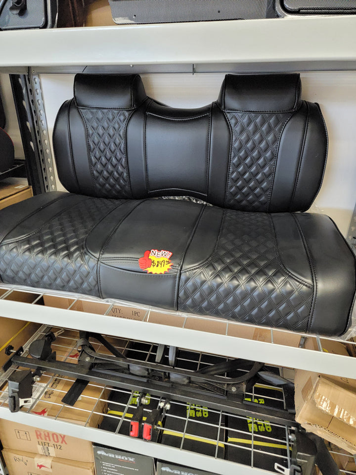 Denali Diamond Stich Seats Black with Black pipe fits (Ezgo) Txt &amp; Rxv Golf Carts