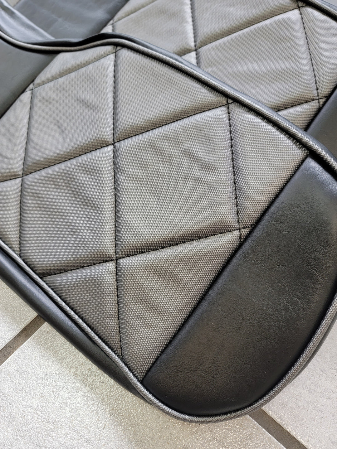 Custom Diamond Stich Charcoal Grey &amp; Black Ez-Go (Ezgo) Txt/Rxv or Club Car DS 2000-2013 Cart Front Rear Seat Covers