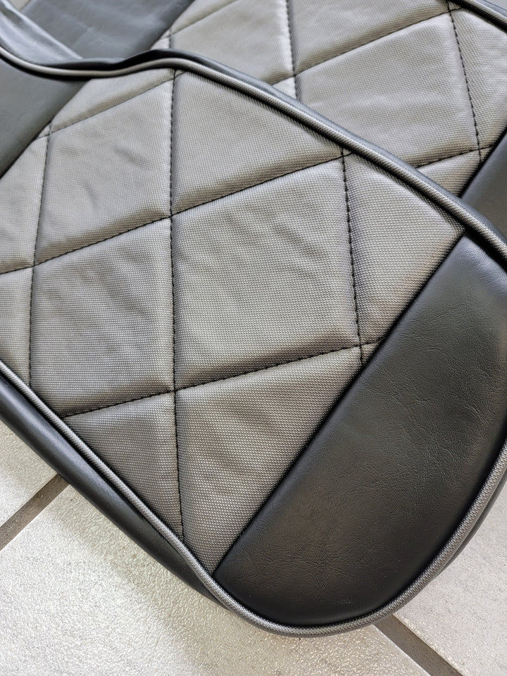Custom Diamond Stich Charcoal Grey &amp; Black Ez-Go (Ezgo) Txt/Rxv or Club Car DS 2000-2013 Cart Front Rear Seat Covers