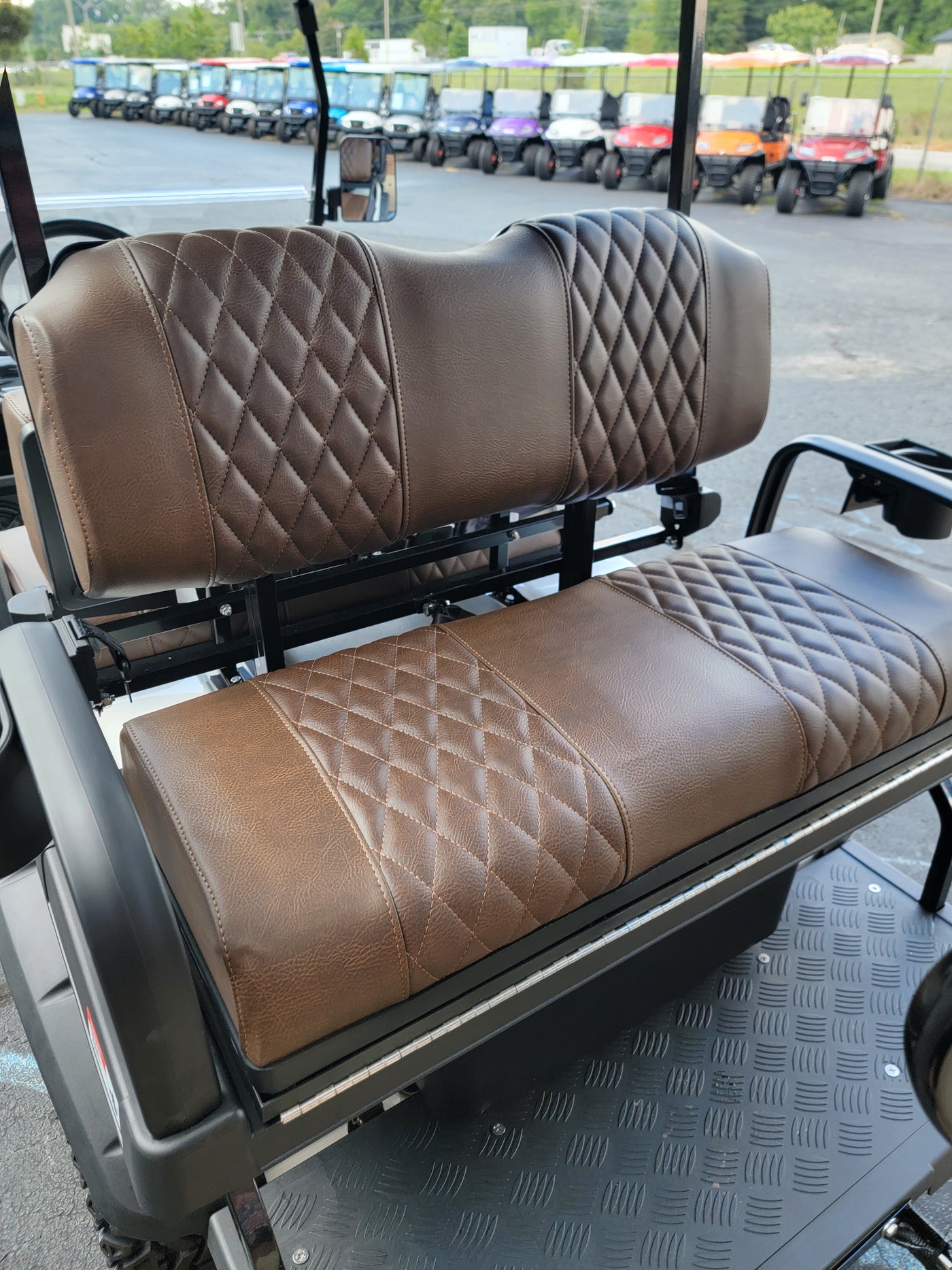 Evolution EV Golf Cart Custom Diamond Stich Seat Covers Chocolate Brown Diamond Stich fits Evolutions Classic Pro & Plus, Carrier & Forester Models