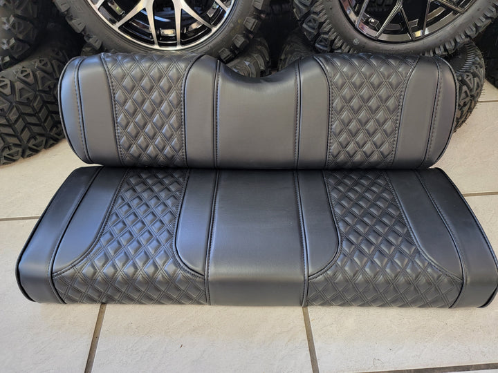 Denali Diamond Stich Seats Black with Black pipe fits (Ezgo) Txt &amp; Rxv Golf Carts