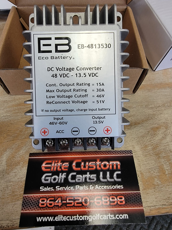 Eco Battery 48 Volt to 13.5 Volt 30 Amp Converter Input is Voltage 46V-60V