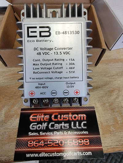Eco Battery 48 Volt to 13.5 Volt 30 Amp Converter Input is Voltage 46V-60V