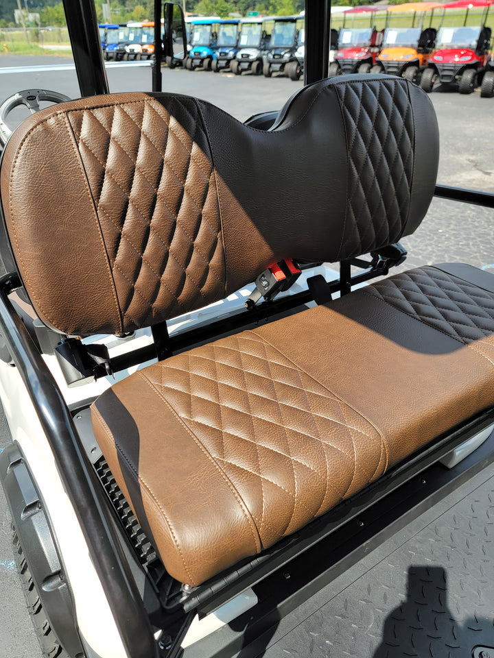 Custom Diamond Stich Brown Seat Covers Icon EV Golf Carts