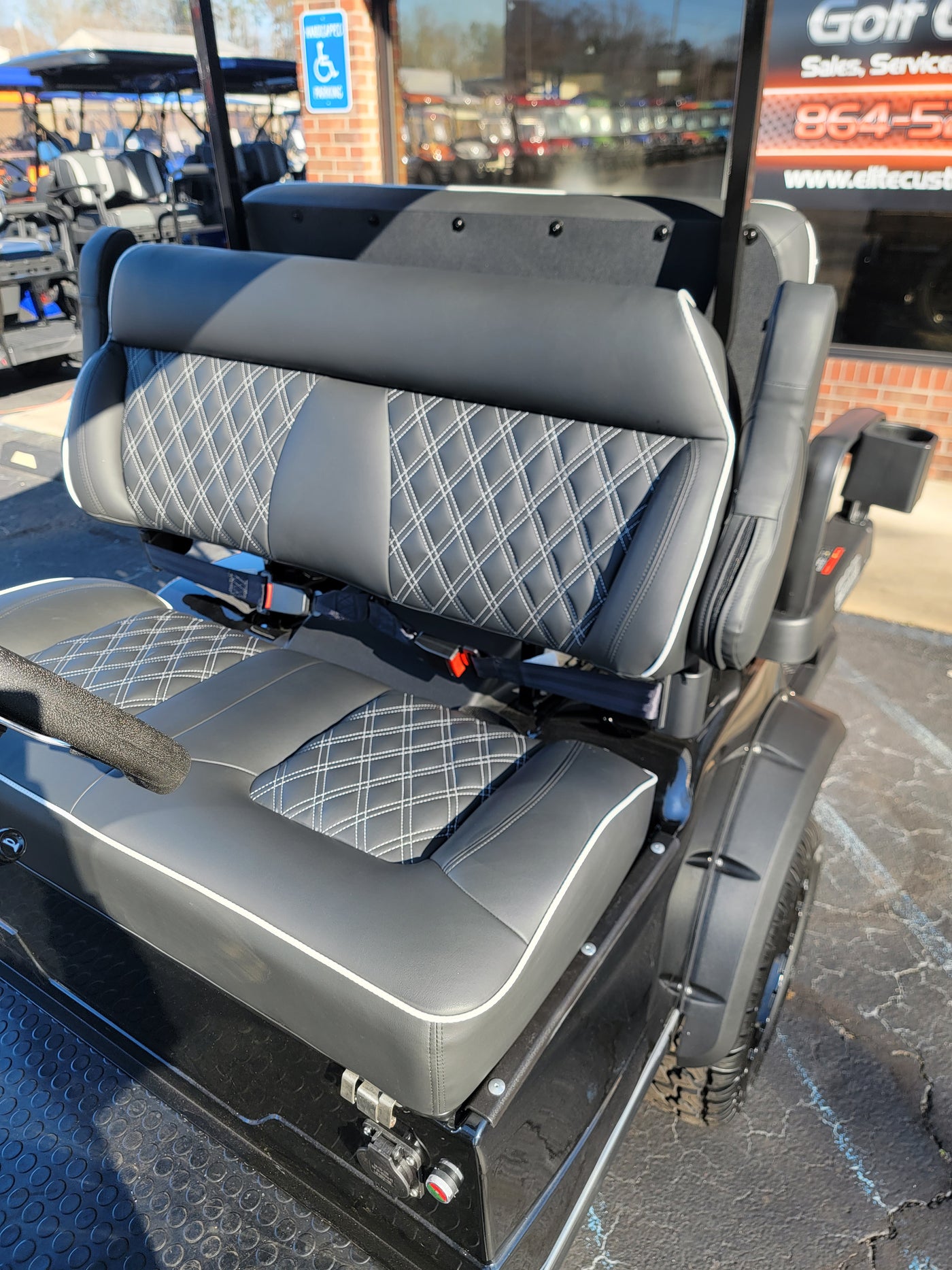 Evolution EV Golf Cart Legacy Series Premium Double Diamond Stich Seats w/Armrest fits Evolutions Classic Pro , Plus and Forester Plus
