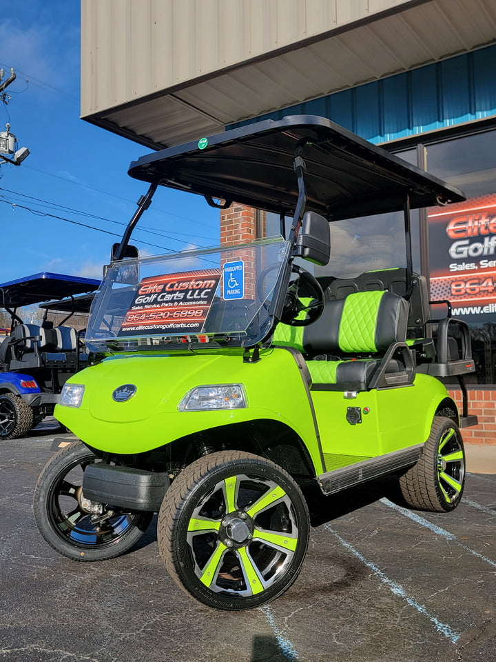Evolution EV Golf Cart Custom Diamond Stich Seat Covers Lime Green fits Evolutions Classic Pro &amp; Plus, Forester &amp; Carrier Plus