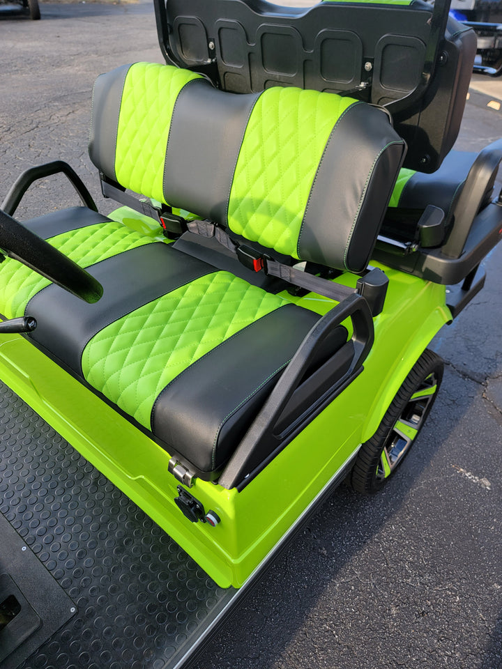Evolution EV Golf Cart Custom Diamond Stich Seat Covers Lime Green fits Evolutions Classic Pro &amp; Plus, Forester &amp; Carrier Plus