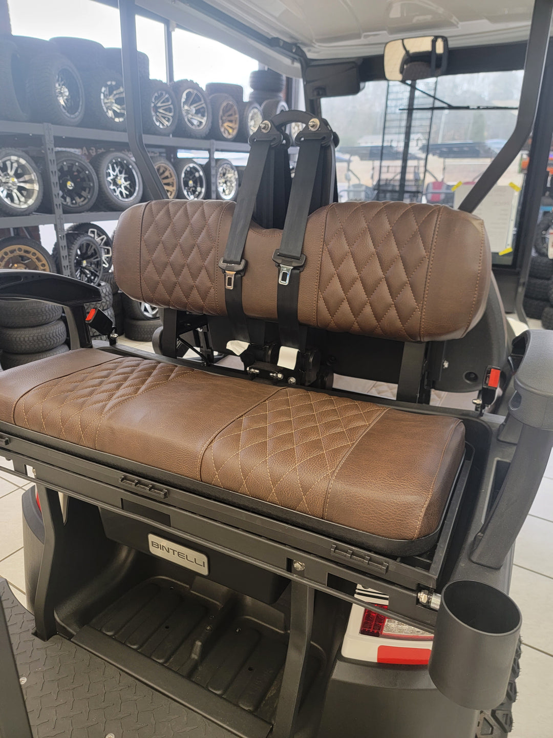 Bintelli Golf Cart Custom Diamond Stich Brown Seat Covers