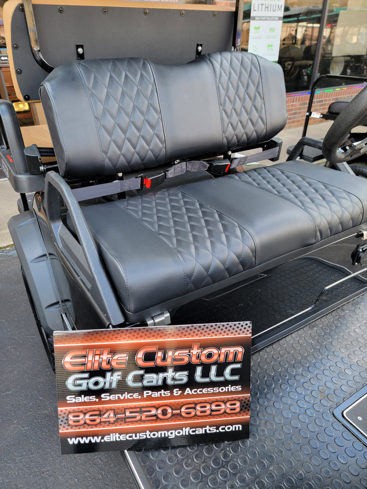 Evolution EV Golf Cart Custom Diamond Stich Seat Covers Black Diamond Stich fits Evolutions Classic Pro &amp; Plus, Carrier &amp; Forester Models