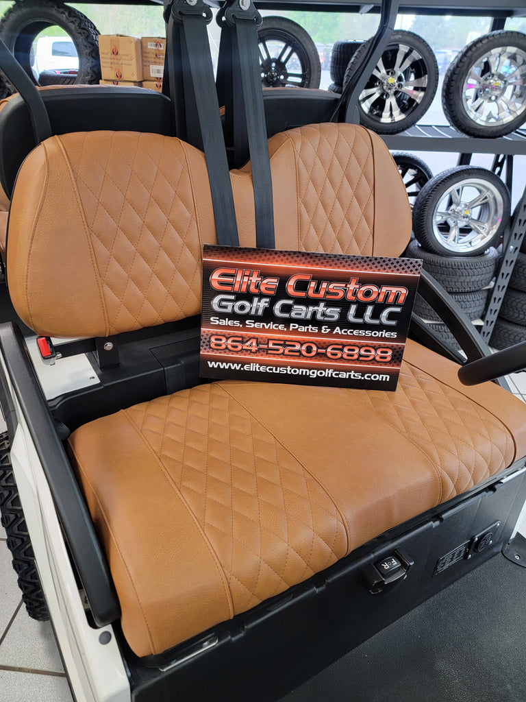 Bintelli Golf Cart Custom Diamond Stich Peanut Butter Brown Seat