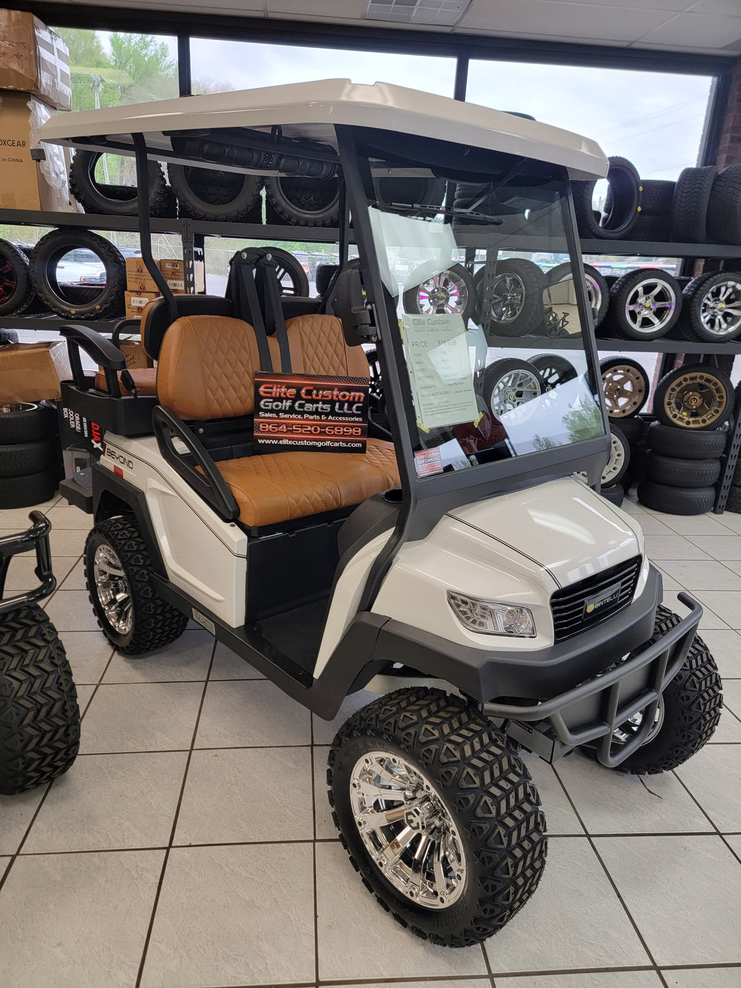 Bintelli Golf Cart Custom Diamond Stich Peanut Butter Brown Seat Covers