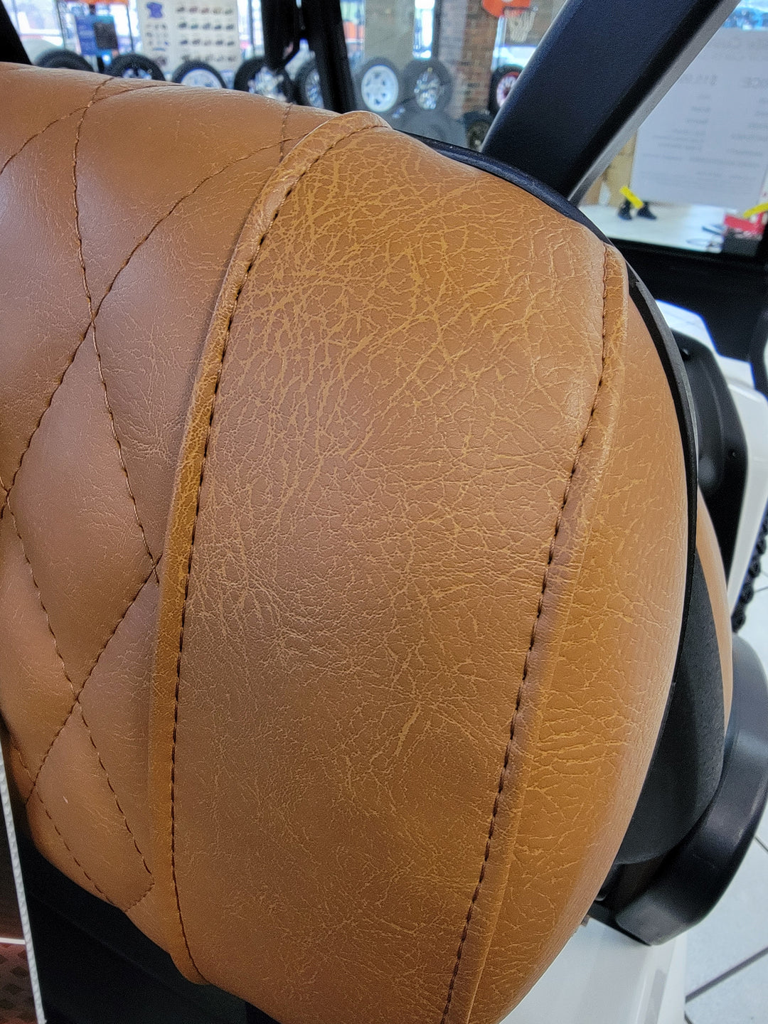 Bintelli Golf Cart Custom Diamond Stich Peanut Butter Brown Seat Covers